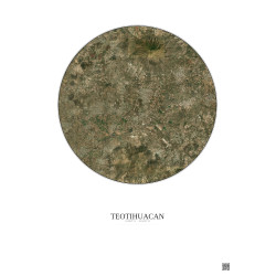 Affiche Teotihuacan – Poster vue satellite 10km Couleur | Gravura – Fond clair