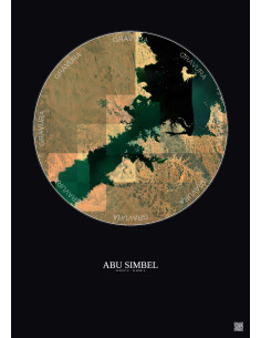 Affiche Abu Simbel – Poster vue satellite 30km Couleur | Gravura – Fond foncé