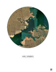 Affiche Abu Simbel – Poster vue satellite 20km Couleur | Gravura – Fond clair