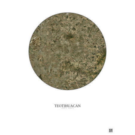 Affiche Teotihuacan – Poster vue satellite 20km Couleur | Gravura – Fond clair