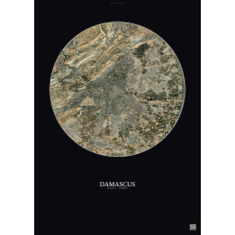 Affiche Damascus – Poster vue satellite 10km Couleur | Gravura – Fond foncé