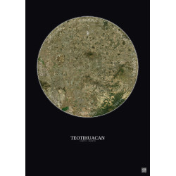 Affiche Teotihuacan – Poster vue satellite 30km Couleur | Gravura – Fond foncé