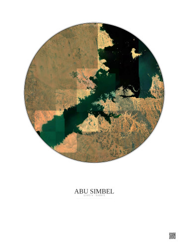 Affiche Abu Simbel – Poster vue satellite 30km Couleur | Gravura – Fond clair