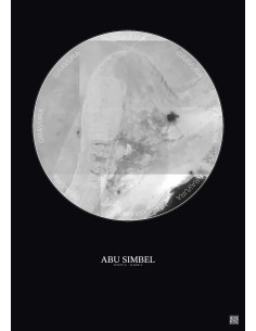 Affiche Abu Simbel – Poster vue satellite 0.1km N&B | Gravura – Fond foncé