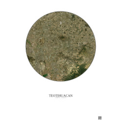 Affiche Teotihuacan – Poster vue satellite 30km Couleur | Gravura – Fond clair