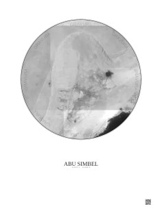 Affiche Abu Simbel – Poster vue satellite 0.1km N&B | Gravura – Fond clair
