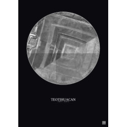 Affiche Teotihuacan – Poster vue satellite 0.1km N&B | Gravura – Fond foncé