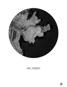 Affiche Abu Simbel – Poster vue satellite 0.5km N&B | Gravura – Fond clair