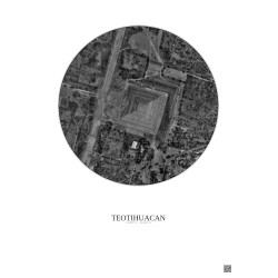 Affiche Teotihuacan – Poster vue satellite 0.5km N&B | Gravura – Fond clair