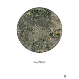 Affiche Damascus – Poster vue satellite 2.5km Couleur | Gravura – Fond clair