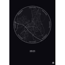 Affiche Arles – Poster carte de ville 2.5km | Gravura – Fond foncé