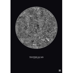 Affiche Teotihuacan – Poster vue satellite 5km N&B | Gravura – Fond foncé