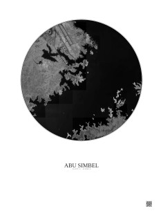 Abu Simbel Satellite View Poster 5km B&W | Gravura – Light background