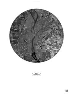 Cairo Satellite View Poster 10km B&W | Gravura – Light background