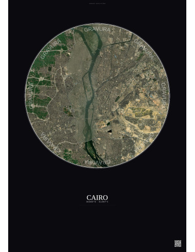 Affiche Cairo – Poster vue satellite 10km Couleur | Gravura – Fond foncé
