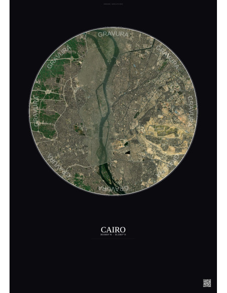 Affiche Cairo – Poster vue satellite 10km Couleur | Gravura – Fond foncé