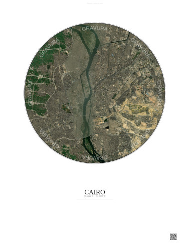 Cairo Satellite View Poster 10km Color | Gravura – Light background