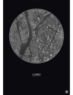 Cairo Satellite View Poster 2.5km B&W | Gravura – Dark background