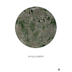 Affiche Kuala Lumpur – Poster vue satellite 10km Couleur | Gravura – Fond clair