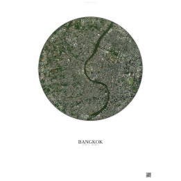 Affiche Bangkok – Poster vue satellite 6km Couleur | Gravura – Fond clair