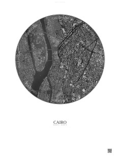 Cairo Satellite View Poster 2.5km B&W | Gravura – Light background