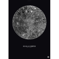 Affiche Kuala Lumpur – Poster vue satellite 2.5km N&B | Gravura – Fond foncé