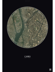 Cairo Satellite View Poster 2.5km Color | Gravura – Dark background
