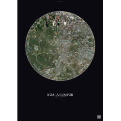Affiche Kuala Lumpur – Poster vue satellite 2.5km Couleur | Gravura – Fond foncé