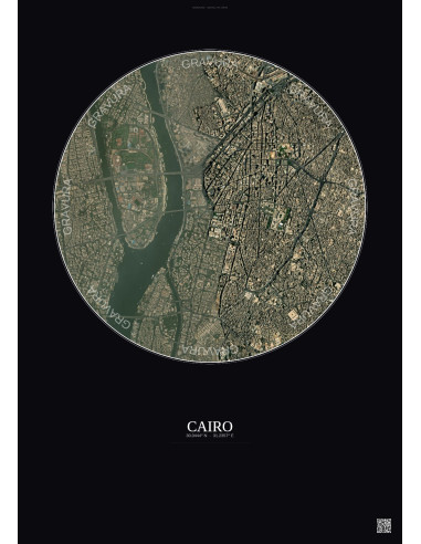 Cairo Satellite View Poster 2.5km Color | Gravura – Dark background