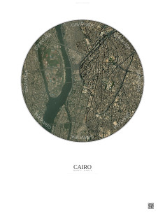 Cairo Satellite View Poster 2.5km Color | Gravura – Light background