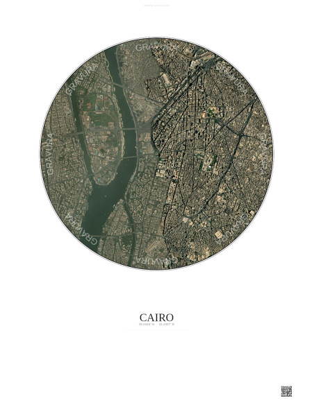 Cairo Satellite View Poster 2.5km Color | Gravura – Light background