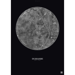 Affiche Dushanbe – Poster vue satellite 2.5km N&B | Gravura – Fond foncé