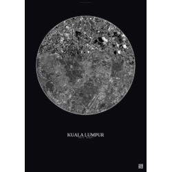 Affiche Kuala Lumpur – Poster vue satellite 6km N&B | Gravura – Fond foncé