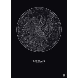 Affiche Bordeaux – Poster carte de ville 10km | Gravura – Fond foncé