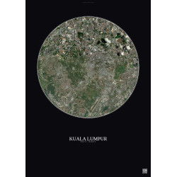 Affiche Kuala Lumpur – Poster vue satellite 6km Couleur | Gravura – Fond foncé