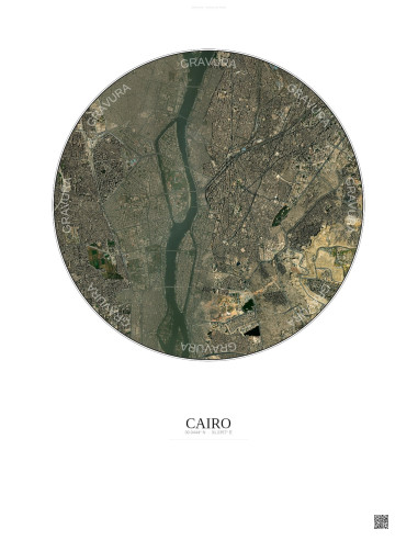 Cairo Satellite View Poster 6km Color | Gravura – Light background