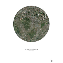 Affiche Kuala Lumpur – Poster vue satellite 6km Couleur | Gravura – Fond clair