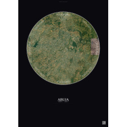 Affiche Abuja – Poster vue satellite 10km Couleur | Gravura – Fond foncé