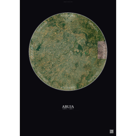 Affiche Abuja – Poster vue satellite 10km Couleur | Gravura – Fond foncé