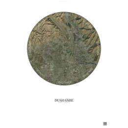 Affiche Dushanbe – Poster vue satellite 6km Couleur | Gravura – Fond clair