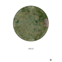 Affiche Abuja – Poster vue satellite 10km Couleur | Gravura – Fond clair