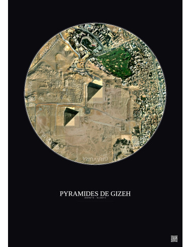 Pyramides De Gizeh Satellite View Poster 1km Color | Gravura – Dark background
