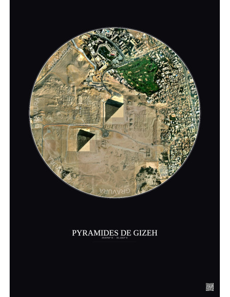 Pyramides De Gizeh Satellite View Poster 1km Color | Gravura – Dark background