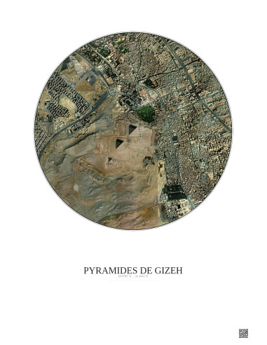 Affiche Pyramides De Gizeh – Poster vue satellite 2.5km Couleur | Gravura – Fond clair