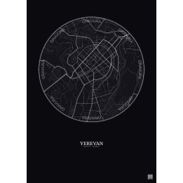 Affiche Yerevan – Poster carte de ville 2.5km | Gravura – Fond foncé