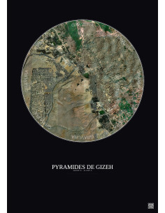 Pyramides De Gizeh Satellite View Poster 5km Color | Gravura – Dark background