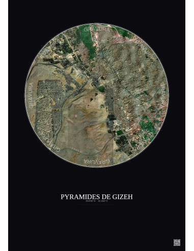 Pyramides De Gizeh Satellite View Poster 5km Color | Gravura – Dark background