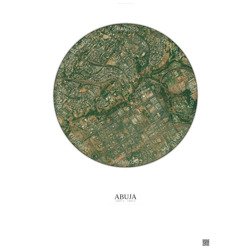 Abuja Satellite View Poster 2.5km Color | Gravura – Light background