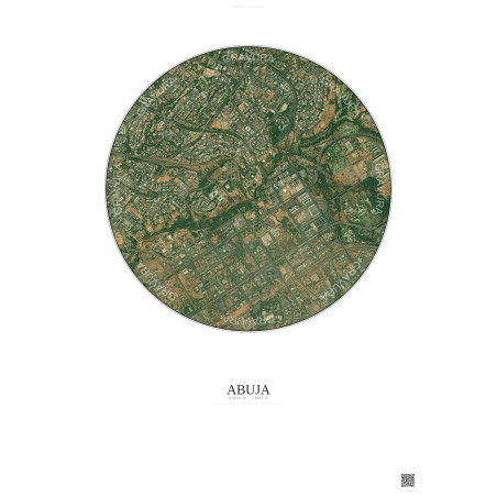 Abuja Satellite View Poster 2.5km Color | Gravura – Light background