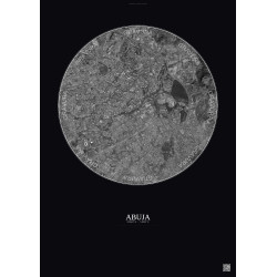 Affiche Abuja – Poster vue satellite 6km N&B | Gravura – Fond foncé